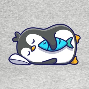 Cute penguin sleeping with fish T-Shirt
